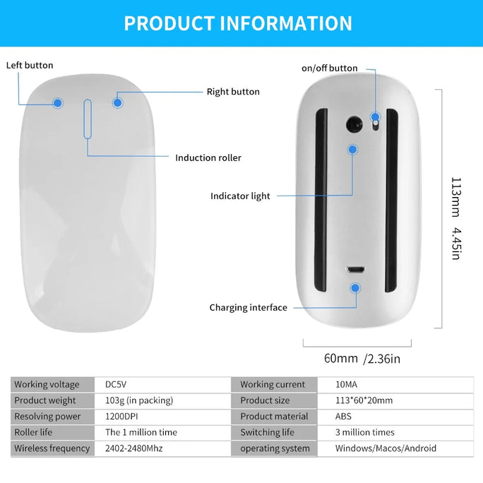 Silent Rechargeable Bluetooth Wireless Mouse - Experience Quiet, Efficient Productivity! 🖱️✨